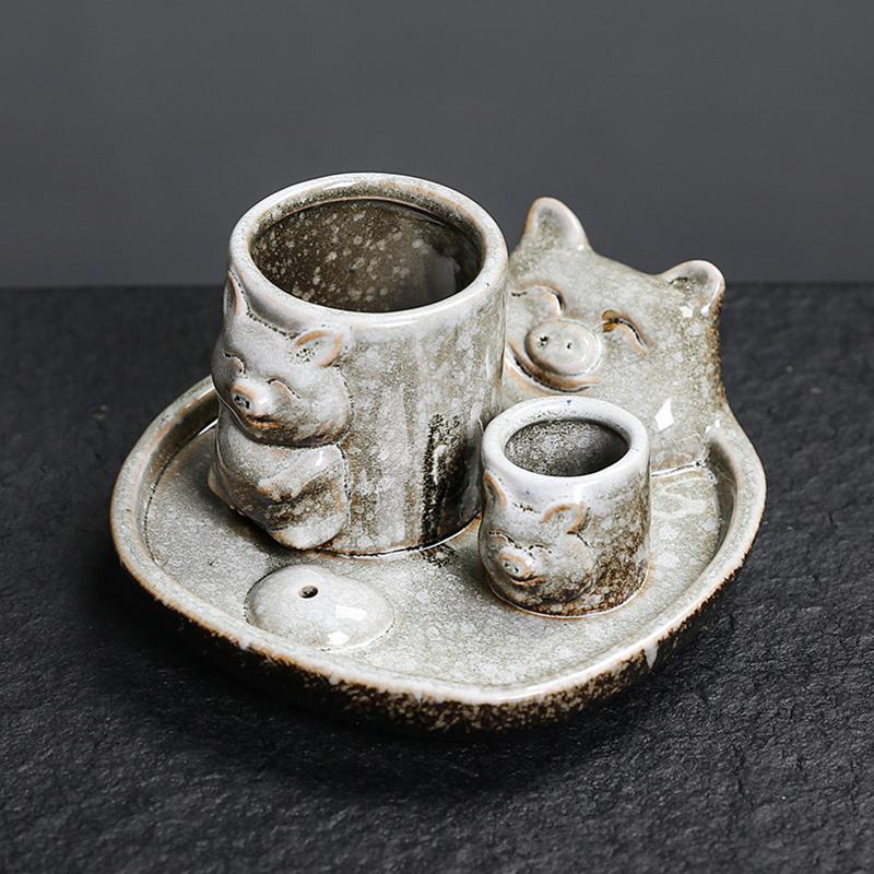 1PC Burner Home Decoration Ceramic For Meditation Piggy Shapes Meditation Sage Holder Living Room Multiple Options Available