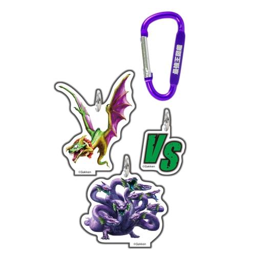 Gakken Strongest King Encyclopedia Keychain, Dragon, Proof of the Strongest Clan, Q750933, Single Item, 1 Keychain, 3 Charms, Stand Included
