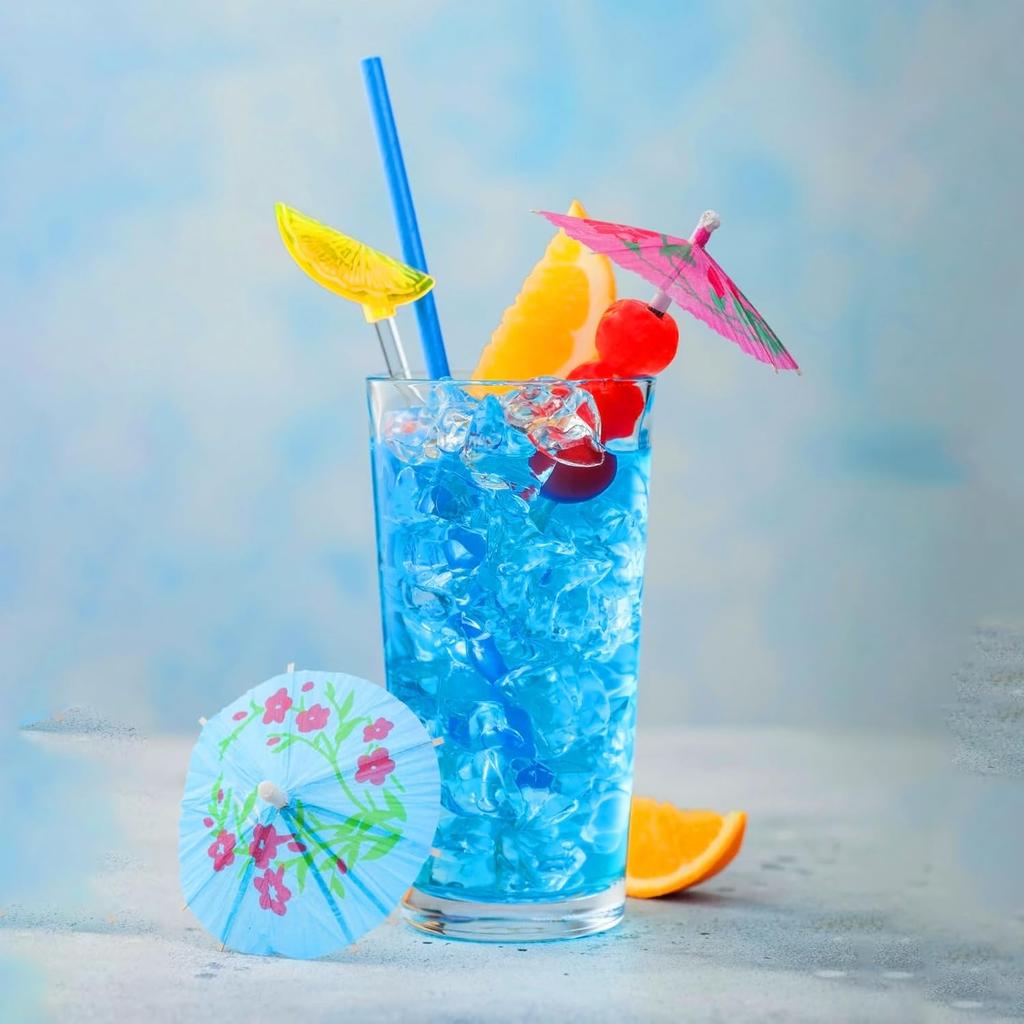 Cocktail Umbrella Picks, 50-Pack Drink Umbrella Toothpicks, Colorful 4-inch Paper Umbrellas for Drinks, Mini Umbrella Toppers, Tiny Umbrella