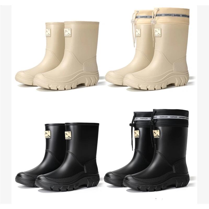 Women's Mid-Calf Rain Boots Non-slip Thick Sole Waterproof Rubber Boots Comfortable Mesh Lining Garden Work Rain Shoes For Women