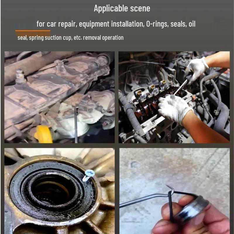 4-Piece Oil Seal Hook Set for Auto Repair - O-Ring Puller & Remover Tools