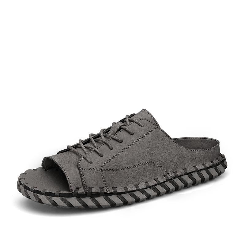 Fashion Designer Brand Men's Beach Slippers Handmade Men's One Line Drag Outdoor Camping Sandals Summer New Men's Casual Shoes Non Slip
