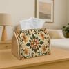 1pc Vintage Tile Decorative Geometric Floral Panel Tissue Box with Storage Organizer for Home, Kitchen, Car, Spill-Resistant& Easy-Clean Design, Livin