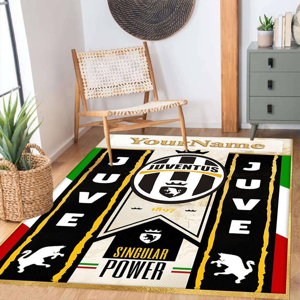 Juventus Customized Name Carpet Suitable for Balcony Study Room Playrooms Dormitory Anti-slip Rug Office Home Decor Birthday/Christmas Gift