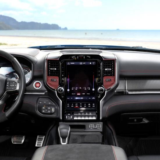 For Dodge Ram 1500 19-25 Red Carbon Console A/C Air Conditioner Vent Cover Trim