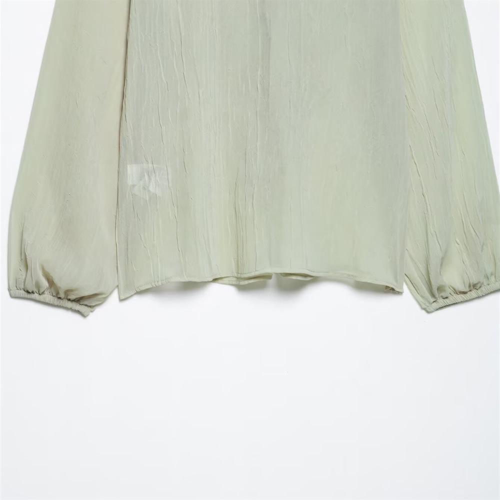 2025 Spring/Summer Women's Layered Casual Semi-Transparent Shirt Top