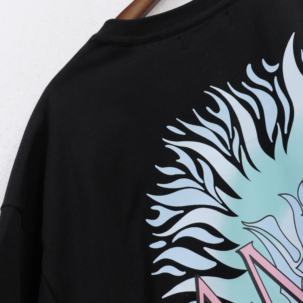 2208 Amiri 2025 Summer New Men's and Women's Loose High Quality Cotton Plus Size T-shirt Couple T-Shirt Sun pattern print