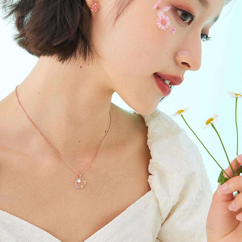 Moon Rabbit Necklace 925 Pink June Birthstone Day Elegant Accessory [Silver Thunder] Silver, Gold, (Moonstone), Anti-Allergy, Valentine's Gift,