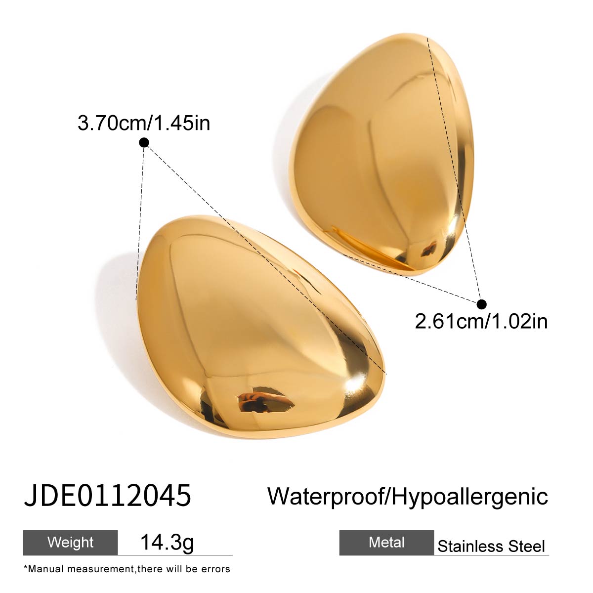 

Youthway Plated Glossy Geometric Stud Earrings For Women Metal Stainless Steel Minimalist Jewelry New