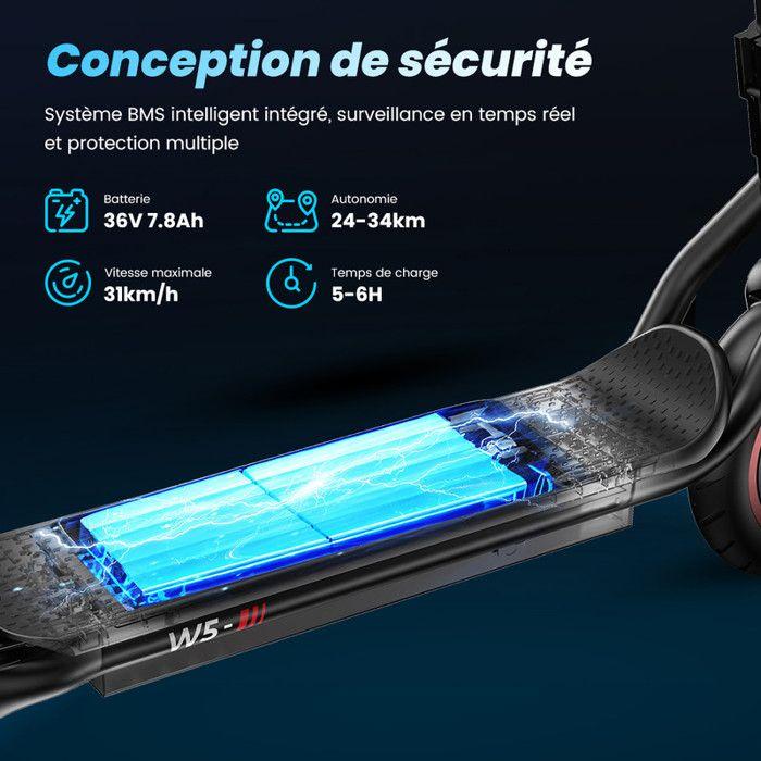 Trottinette Électrique 8.5'' Pliable AS-B2, Moteur 350W, Batterie 36V 7.8Ah,Autonomie 24-34km,Frein à disque arrière