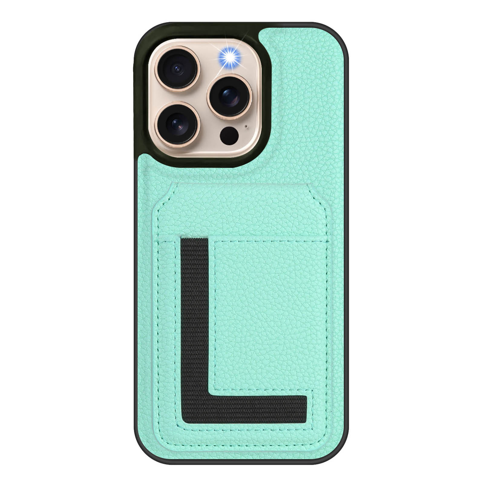 

For iPhone 16 Pro Max Magnetic Case TPU+PU Leather Phone Back Cover with Detachable Card Holder Mint Green