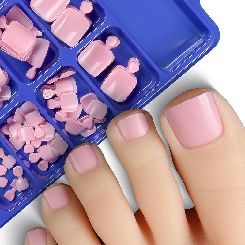 100pcs Fake Toenail Natural Solid Color Press On Toe Foot Full Cover Square Nails Art Tips Fast Wearable Nail Manicure Tool