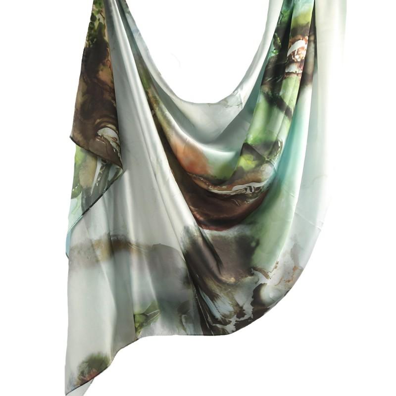 Silk Printed Scarf Wrap Shawl Ethnic Style Marble Lightweight Versatile Accessory Women