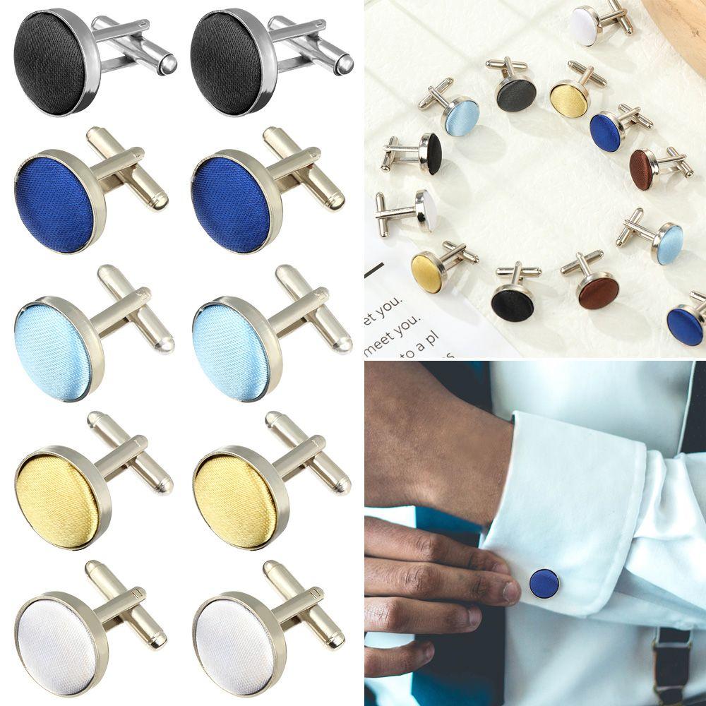 Novelty Solid Color Wedding Stylish Round Shirt Cuff Links Mens Cufflinks Clothes Buttons Apparel