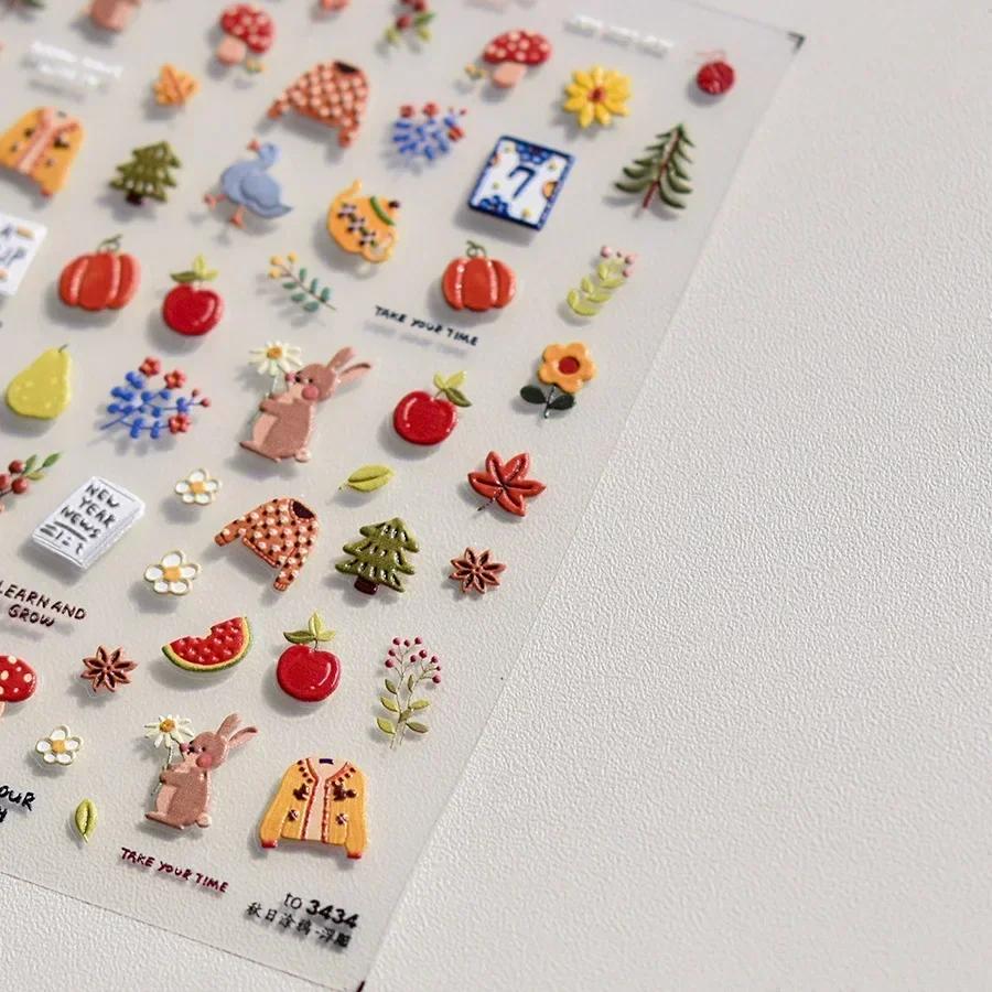 Beach Shell Swim Ring Bikini Watermelon Cat Ice Cream Crab Sunglass Coconut Tree Flowers Fruits Nail Art Stickers Decals