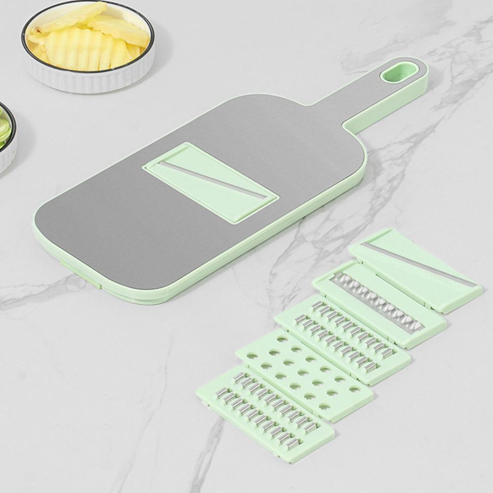 Grater with Drain Basket Vegetable Chopper with Container Stainless Steel Multifunctional Grater with 6 Blades for Efficient