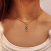 18k Gold Christmas Candy Cane Pendant Necklace with Bow