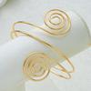 Gold Color Spiral Arm Cuff For Women Geometric Hollow Open Upper Arm Bracelet Trendy Line Metal Wristband Boho Jewelry For Party