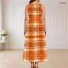 Women Plus Size Sleeveless Round Neck Triple Keyhole Cutout Abstract Print Maxi Dress