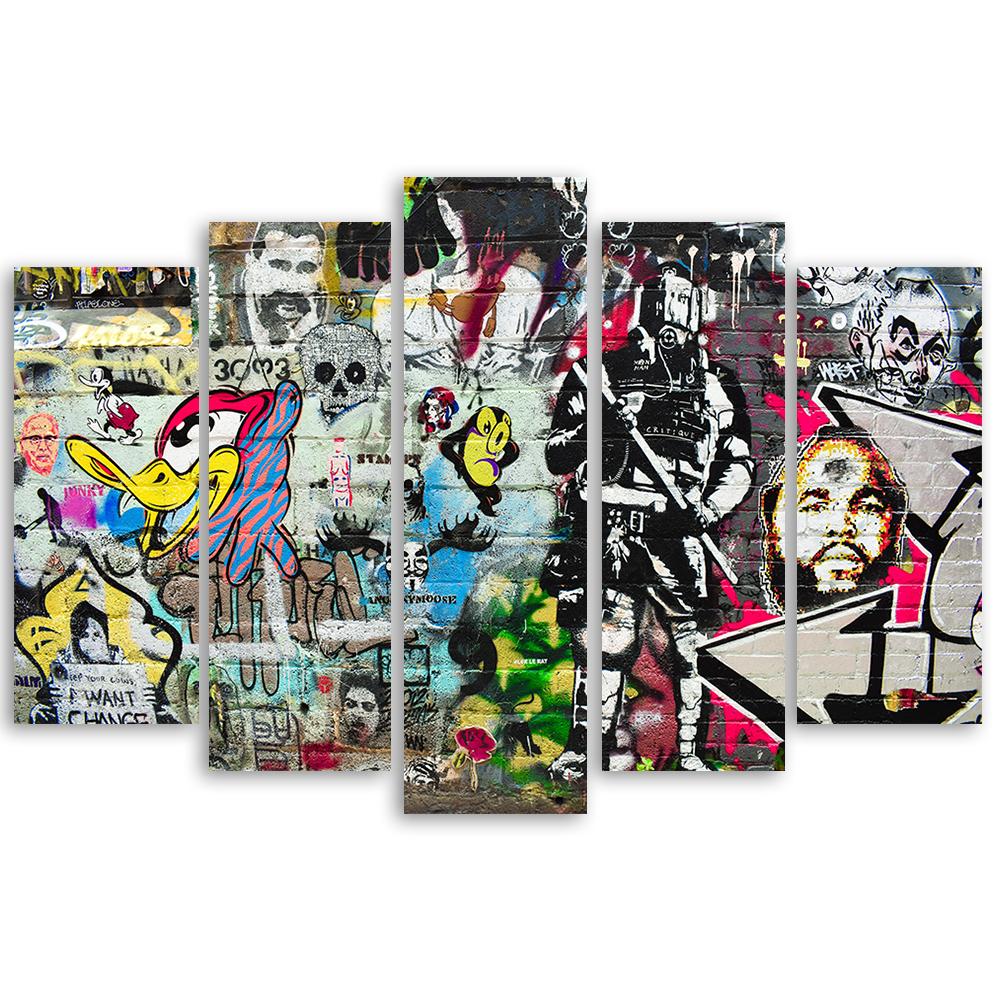 Pięcioczęściowy obraz na płótnie Graffiti street art