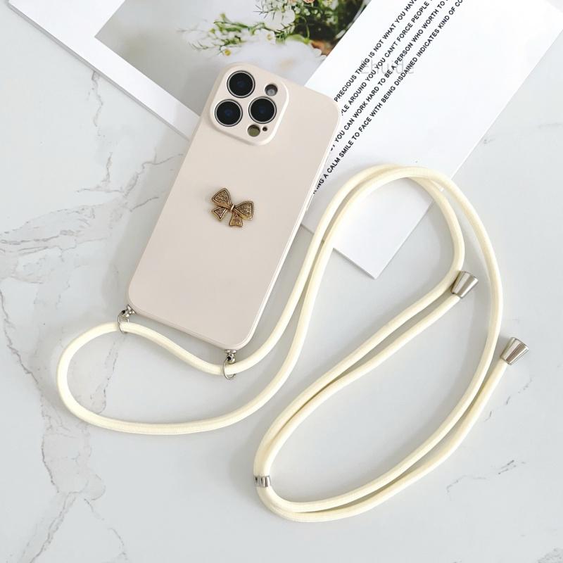 Lanyard Case For Xiaomi Redmi 15 15C 14C 13C A5 A3 Note 14 Pro 13 12 Crossbody Cord Strap Metal Butterfly Diamond Soft TPU Cover