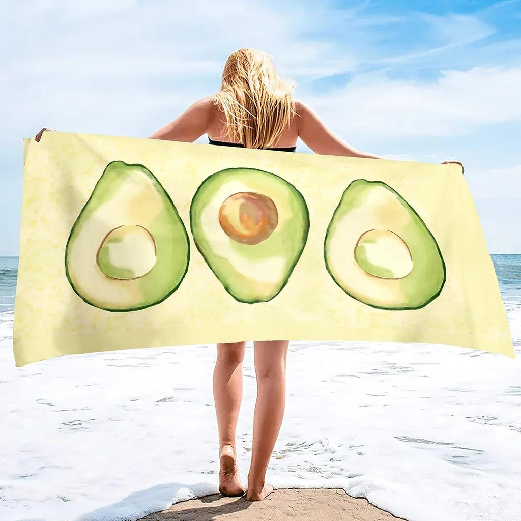 Beach Towel,Oversized Soft Absorbent Camping Travel Towel Quick Drying Absorbent Microfiber Pool Towel with Avocado Pattern