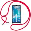 Protective Case - Vivo - Y76 5G - Silicone - Adjustable Cord - Transparent-Red