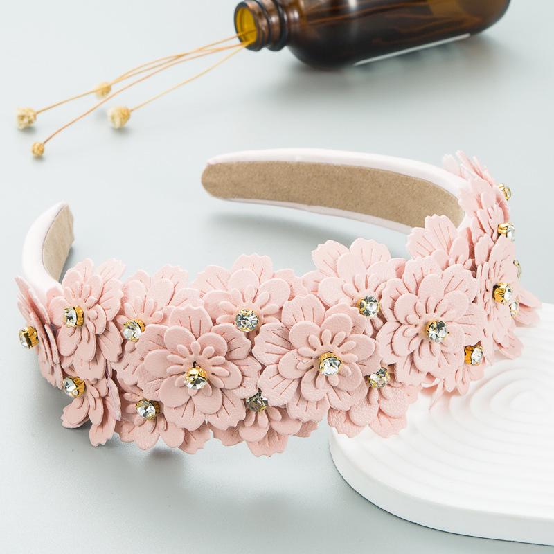 Vintage Rhinestone Floral Headband – Trendy Korean-Style Colorful Women's Hair Accessory