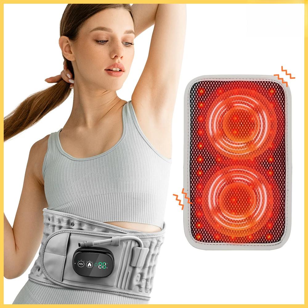 Rechargeable Waist Massager Decompression Lumbar Support Belt Red Light Heating Vibrate Massage Inflatable Waist Belt