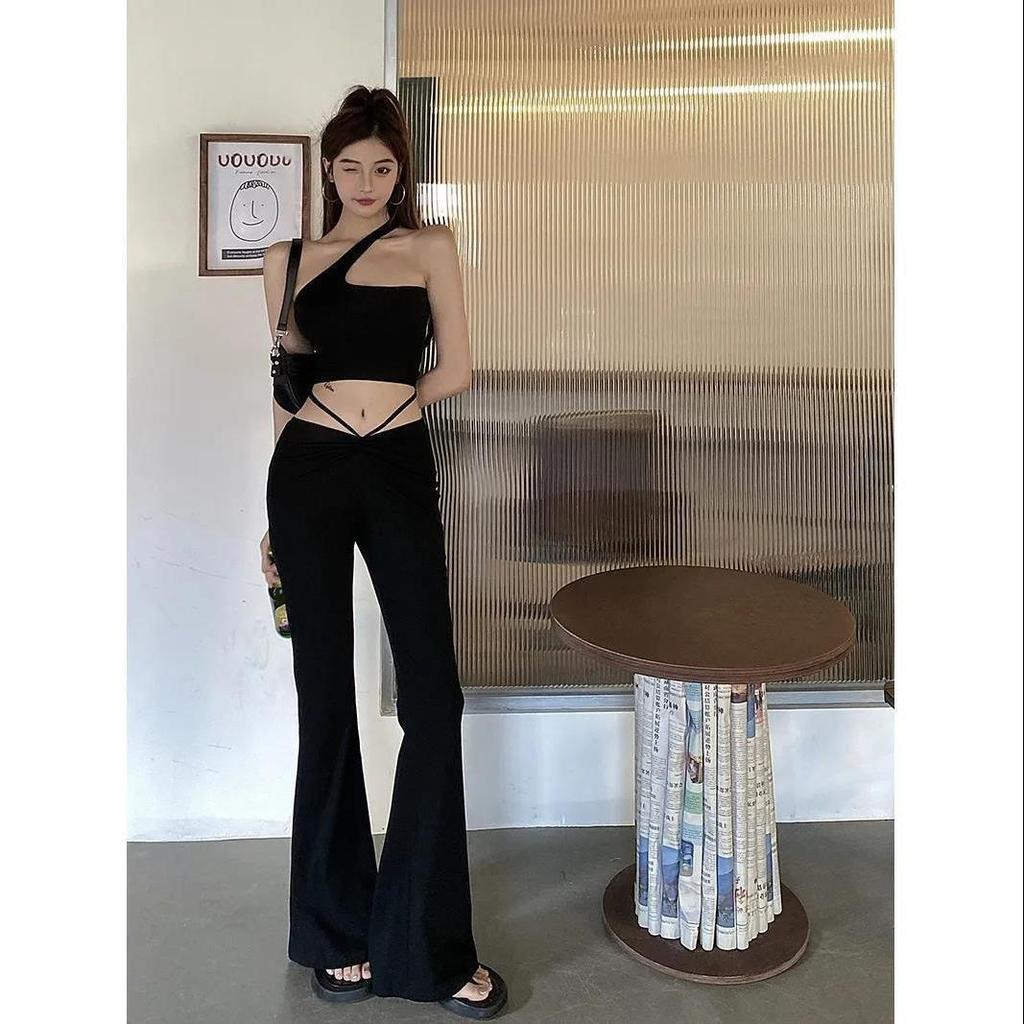Internet celebrities fried street babes sexy fashion suit women's summer new suspender vest wide leg pants two-piece set