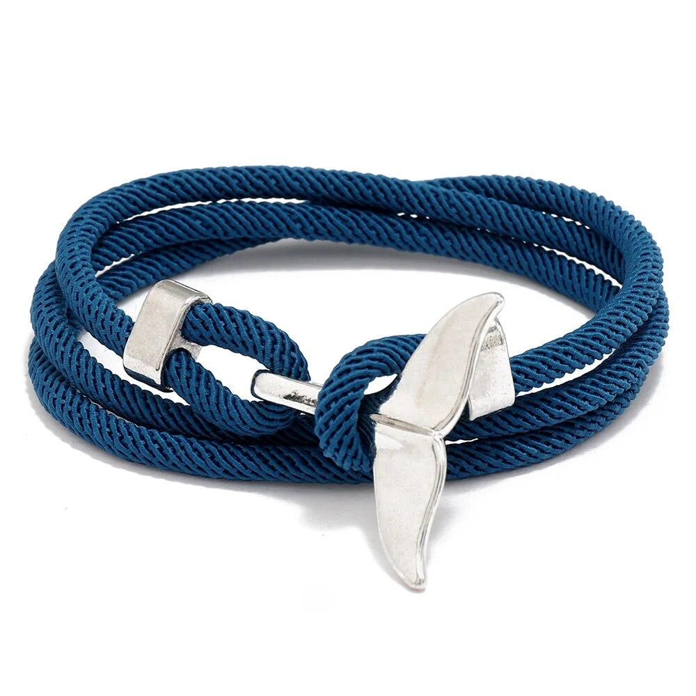 

Браслет с якорем серии Ocean, браслет с хвостом кита, браслет из плетеной веревки Миланской линии, браслет для мужчин и женщин, студенческий браслет CHINA