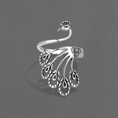 Internet Celebrity Peacock Jewelry Women, Retro Old Matte Phoenix Ethnic Style Opening Sweet Cool Style Index Finger Ring