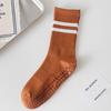 Einfarbige Yogasocken aus Baumwolle bis zur Mitte der Wade, rutschfeste Sportsocken mit Silikonunterseite, für Damen, für Indoor-Fitness, Trampolin, Tanz, Pilates