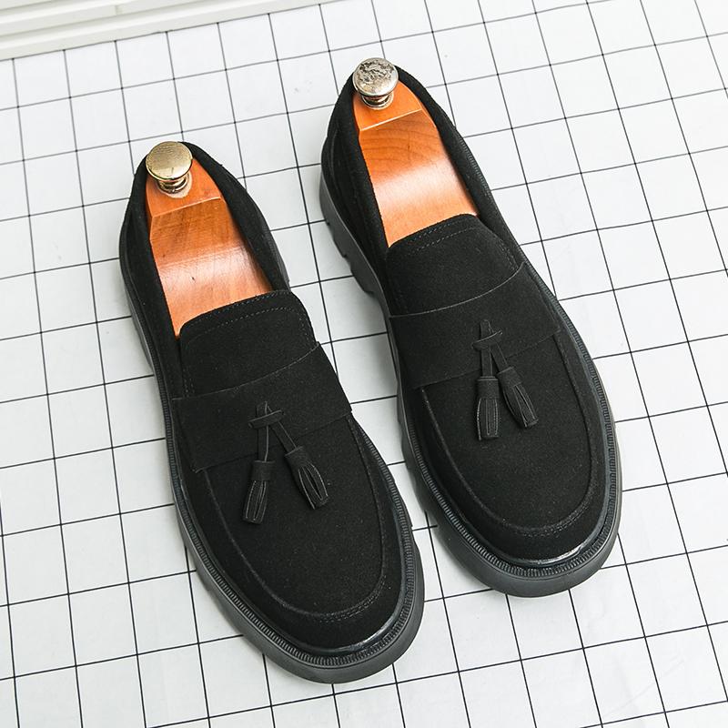 

Модные брендовые мужские замшевые туфли с кисточками и круглым носком, весенние мужские туфли на толстой подошве, удобные и нескользящие, повседневные кожаные туфли 45