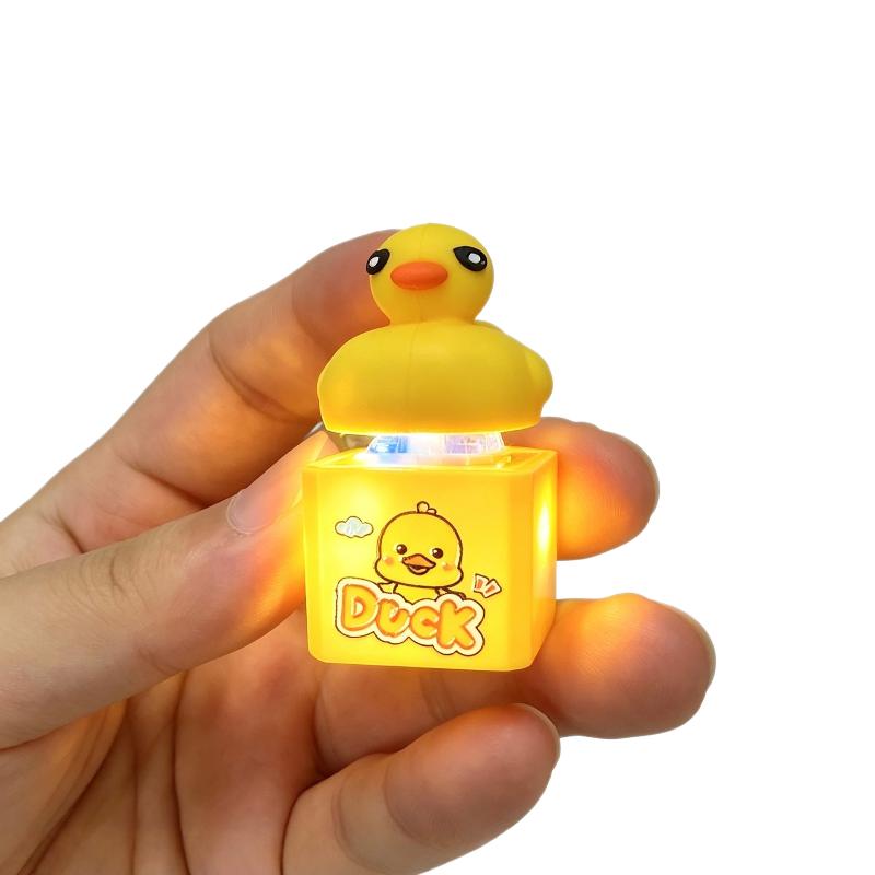 Cute Animal Button Fidget Toy Keychain Light Up Sound Making Stress Relief Toy for Women Handbag Pendant Small Gift