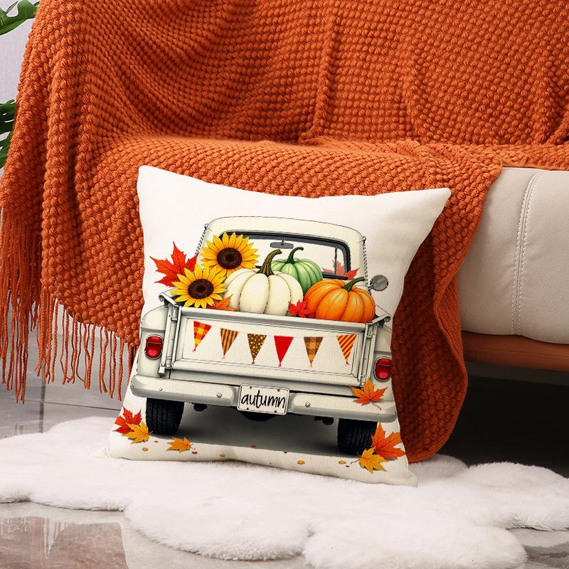 Autumn Harvest Pumpkin Pillow Cover Farmhouse Atmosphere Decoration Thanksgiving Cushion Maple Leaf Print Home Sofa Cushion