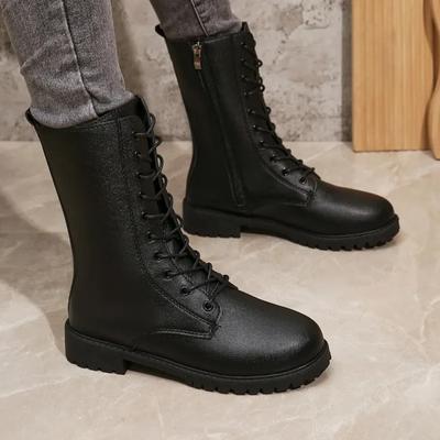 Fashion 2024 Hot Sale Shoes for Women Lace Up Zipper Women's Boots Autumn Round Toe Solid Low Heels Neutral Comfortable Fashion Boots