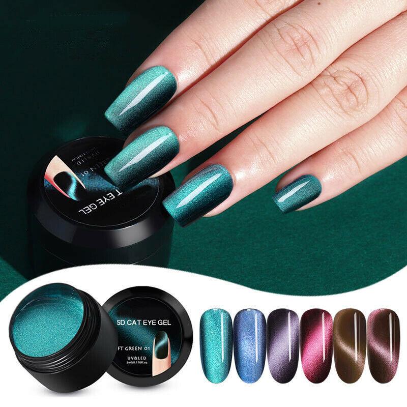 Lot De 8 Vernis Gel UV Effet Cat Eye Avec Aimant - 7ml Par Flacon, Marque MIZHSE