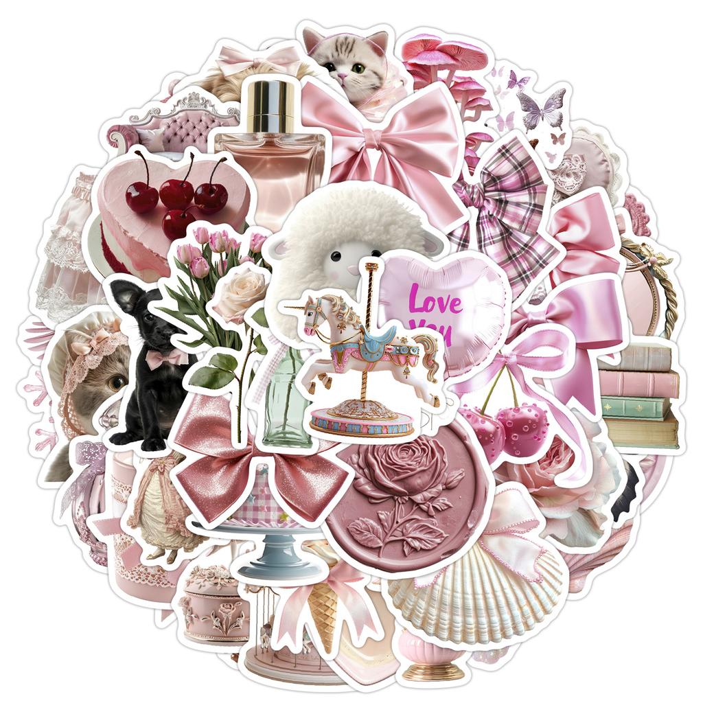 1050 Stück Rosa Ins-Stil Cartoon Kreative Graffiti Aufkleber DIY Wasserbecher Skateboard Laptop Koffer Wasserdichter Aufkleber Kinderspielzeug
