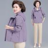 Mom's Spring Hooded Jacket for Mature Women - Solid Color, Loose Fit