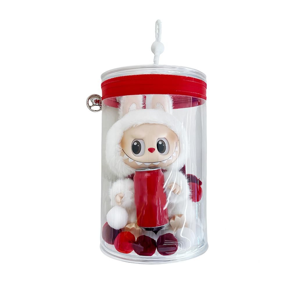 Pro 17cm Labubu V1/V2/V3 Průhledný válcovitý úložný vak na panenky Přenosný prachotěsný organizér pro plyšové panenky