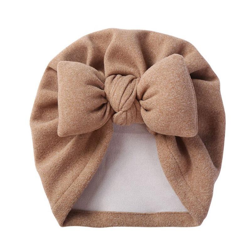 New Autumn and Winter Imitation Cashmere Baby Pullover Hat Filled with Cotton Bow Children's Hat Baby Fontanelle Tire Cap