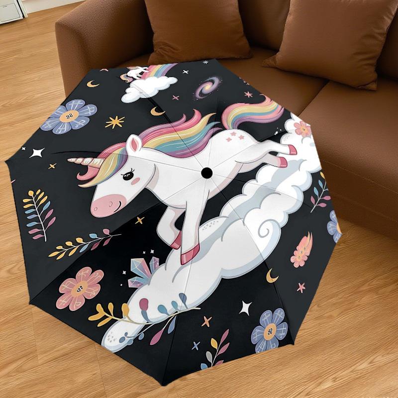 1PC Unicorn Clouds Umbrella-8-Rib Reinforced Portable Folding Travel Suitable for All Seasons Outdoor Daily Use  -J0366