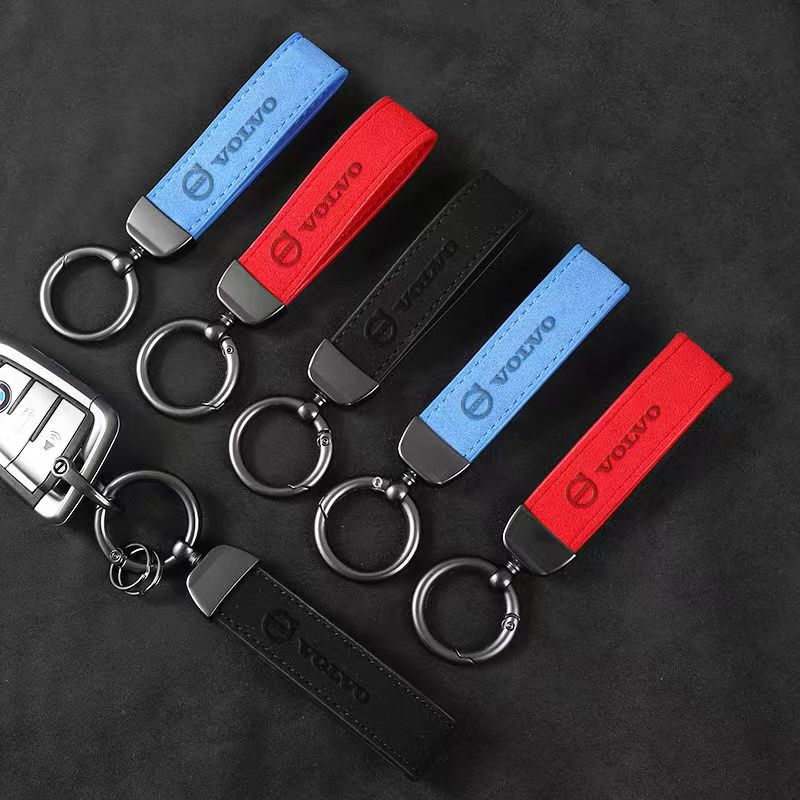 Leather Car Keychain Key Chain Rings Metal Leather for for Volvo XC40 XC90 V40 V90 V60 XC60 S80 S60 S90 C40 V70 XC70 Accessories