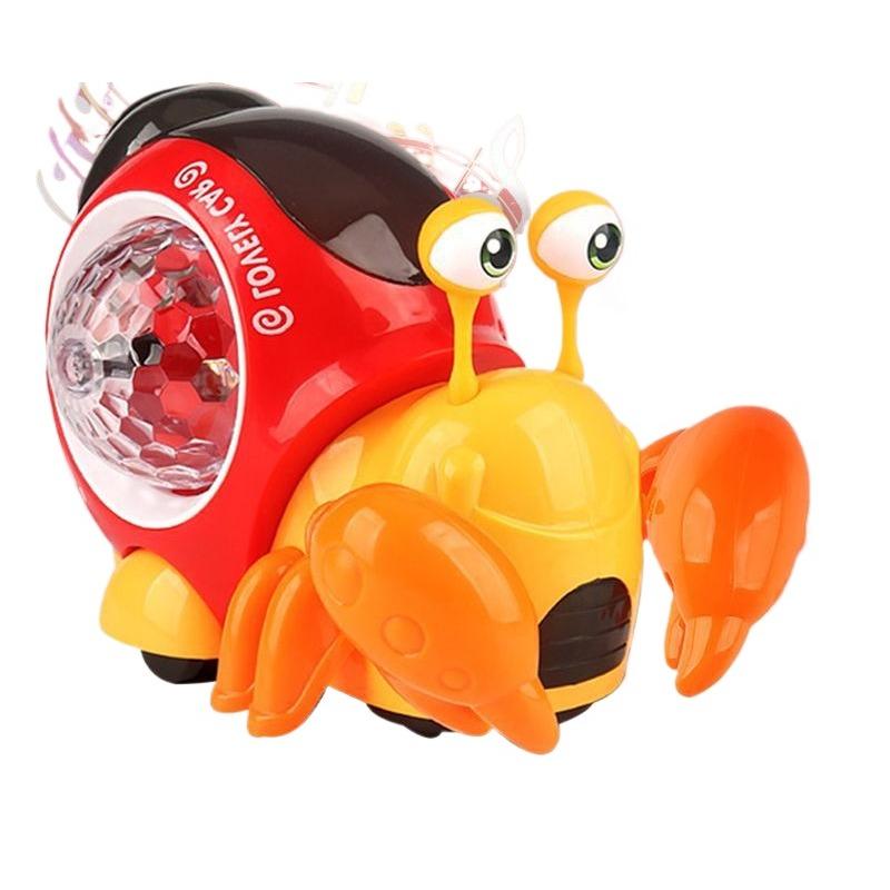 

Crawling Crab Snail Baby Toy Walking Tummy Time Dancing Early Educational Interactive Musical Light Toys Toddler for Kids Gifts коричневий