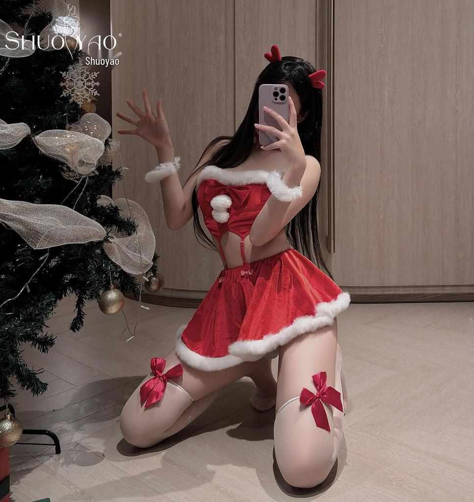 Shuo Yao Sexy Backless Christmas Mini Dress 003