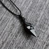 Natural Obsidian Necklace Handmade Bohemian Jewelry with Glossy Rhombus Faux Crystal Pendant Elegant and Minimalist Design for Women and Men