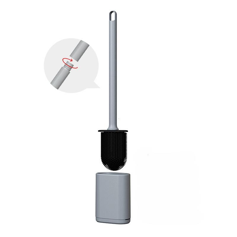 

Light luxury Silicone Toilet Brush with Long Handle Flexible Cleane MINI Bathroom Brush Quick Drying Holder Bathroom Accessories сірий