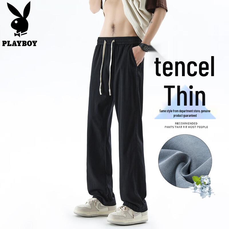 PLAYBOY Men s Cool-Feel Tencel Loose Straight Jeans M