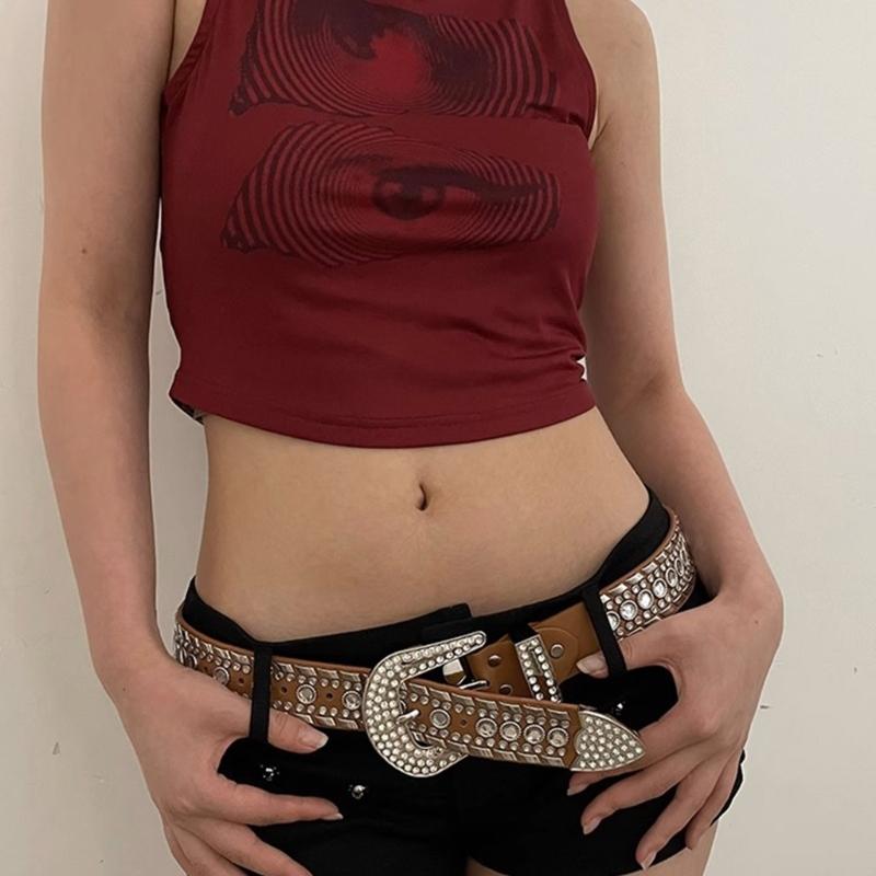 Rhinestone Waist Belt for Dress Adjustable Pin Buckle Waist Belt Shinning Rhinestone Wide Waist Belt Ladies Skirt Belt